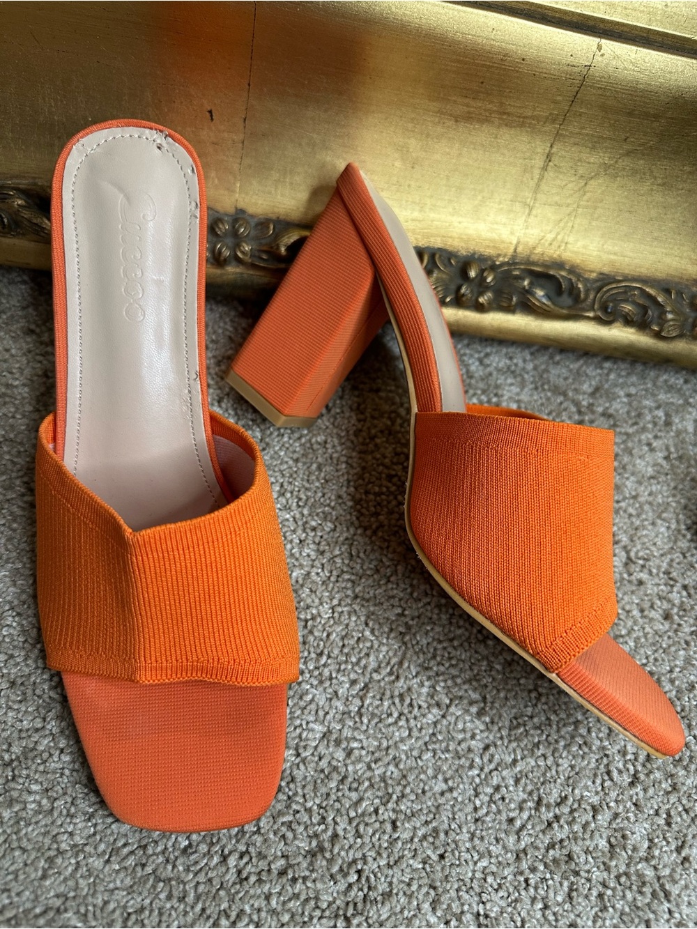 New Cuccoo Bright Orange Heeled Sandals Size 39 / 8